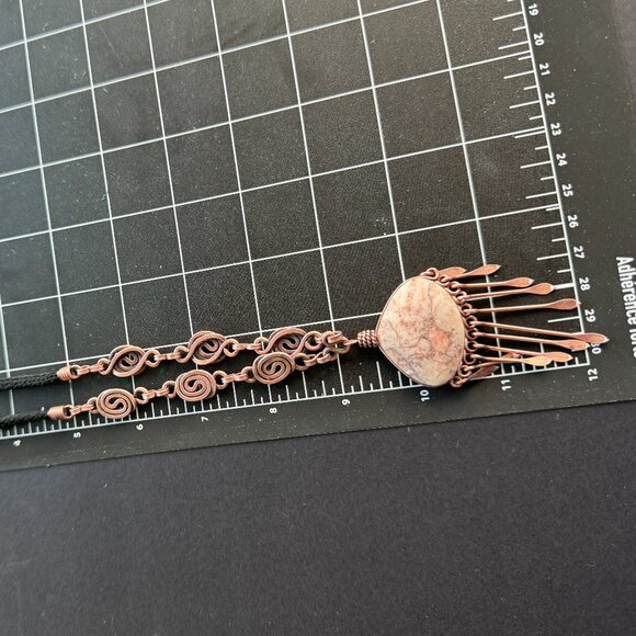 Boho style Copper Metal and Stone Necklace Pendant 18 inches - Picture 9 of 9